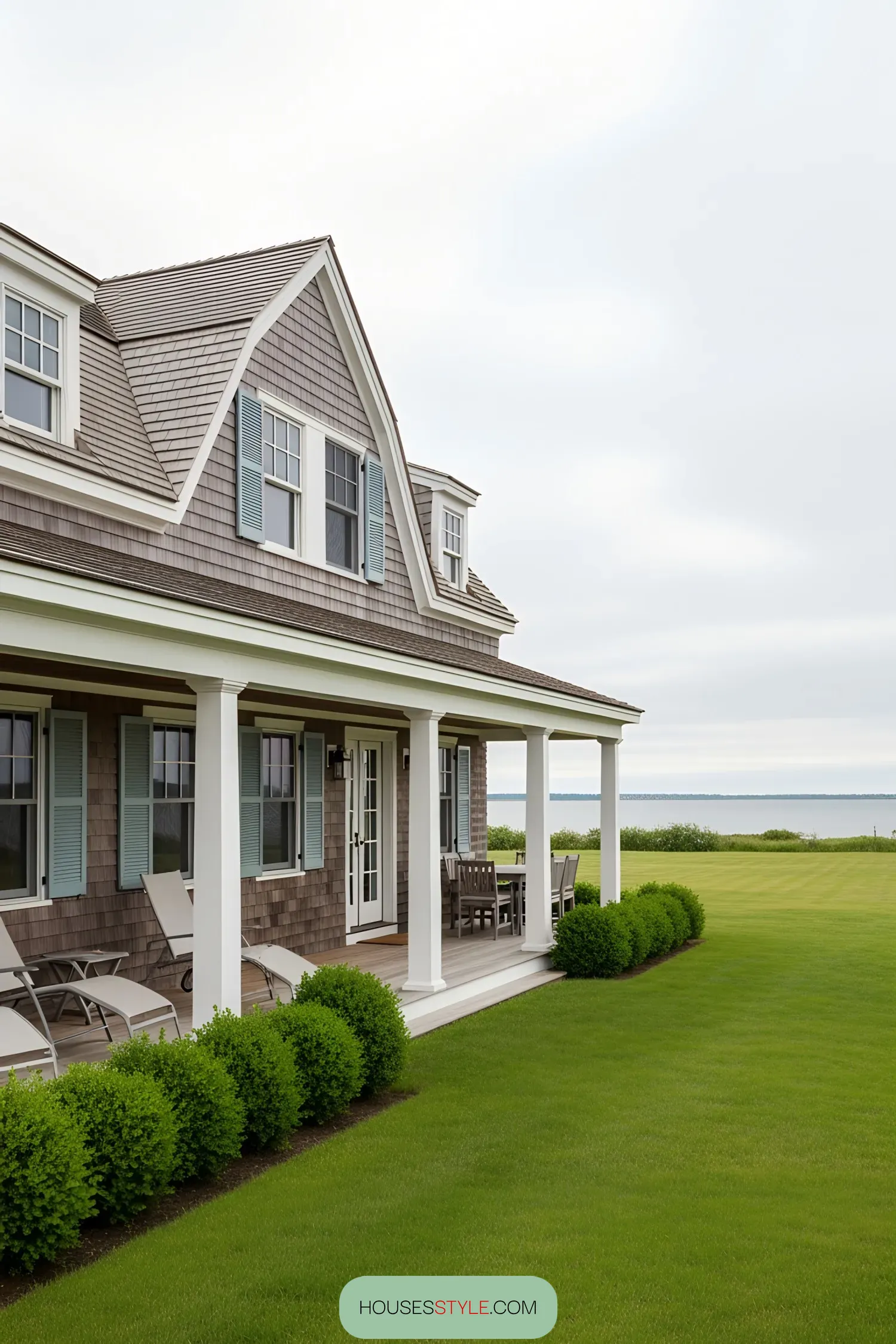 Charming coastal house with porch overlooking the ocean