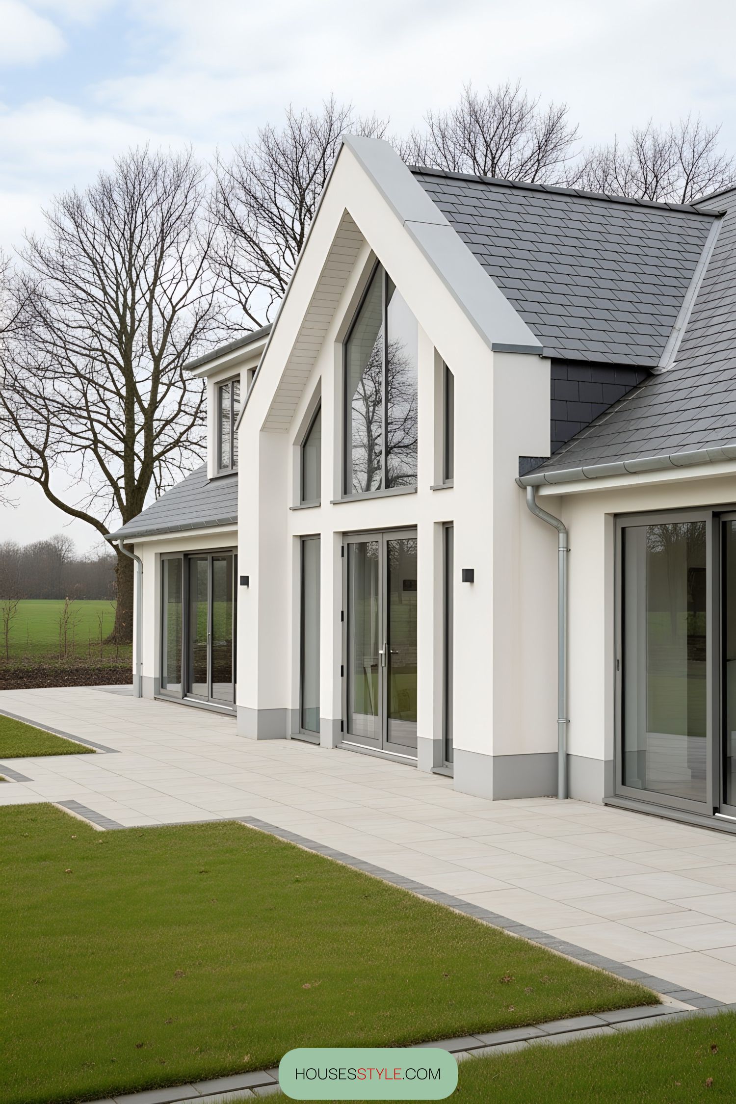 Contemporary chalet bungalow with large windows