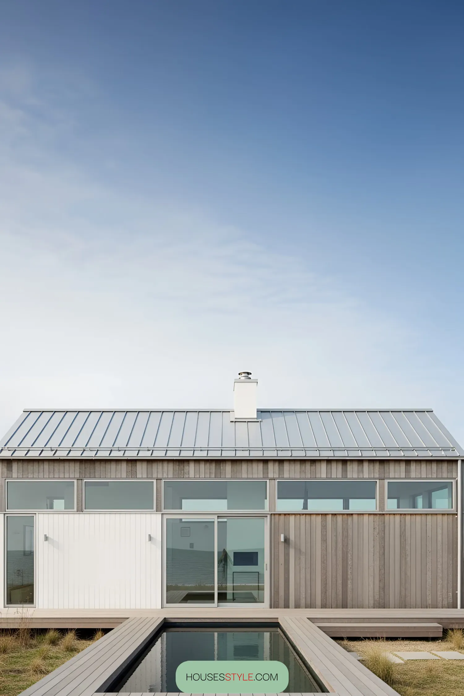 Compact coastal house with a sleek design and a pool