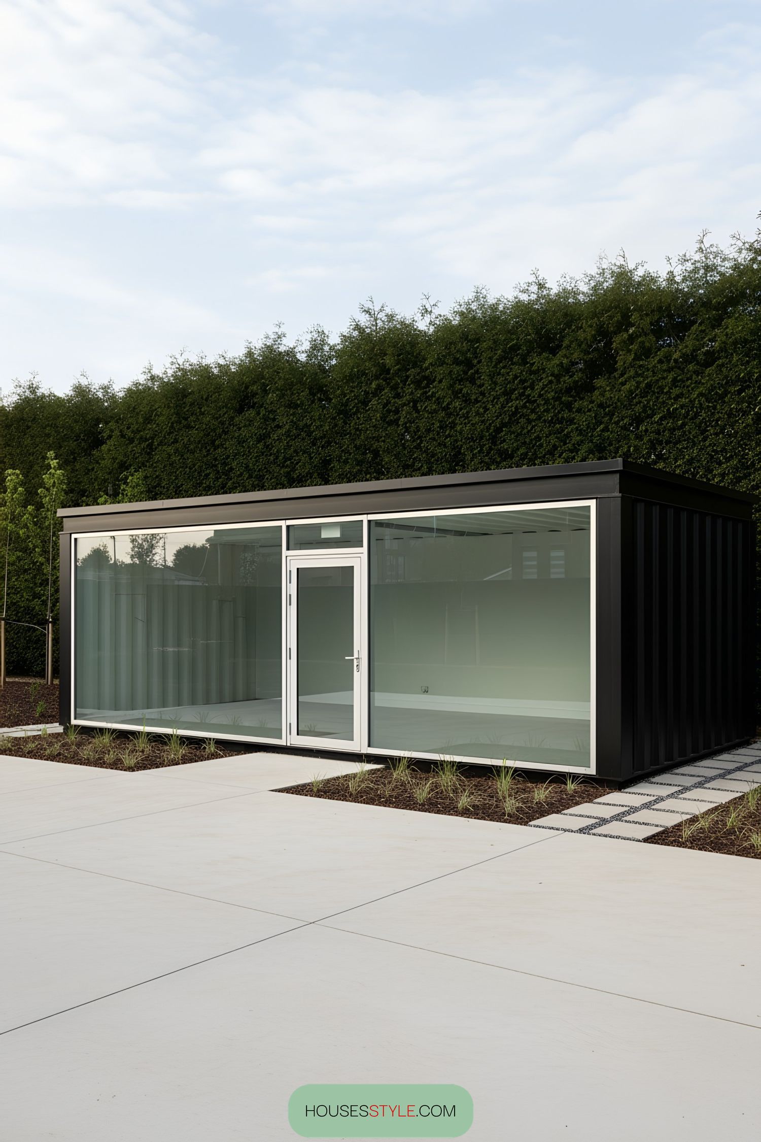 Modern container office with glass facade