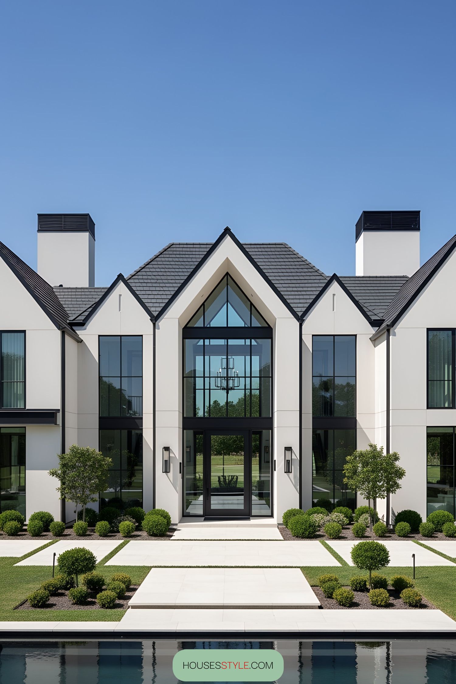Chic modern mansion with geometric windows