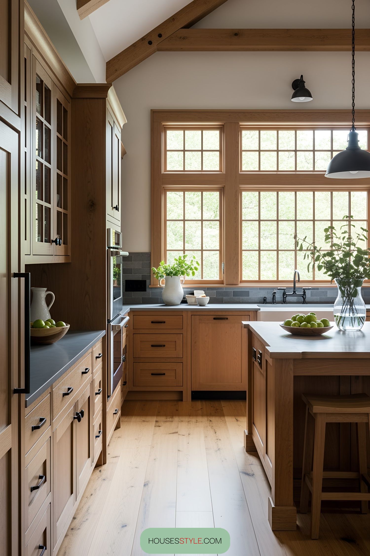 Sunny craftsman kitchen with wood details