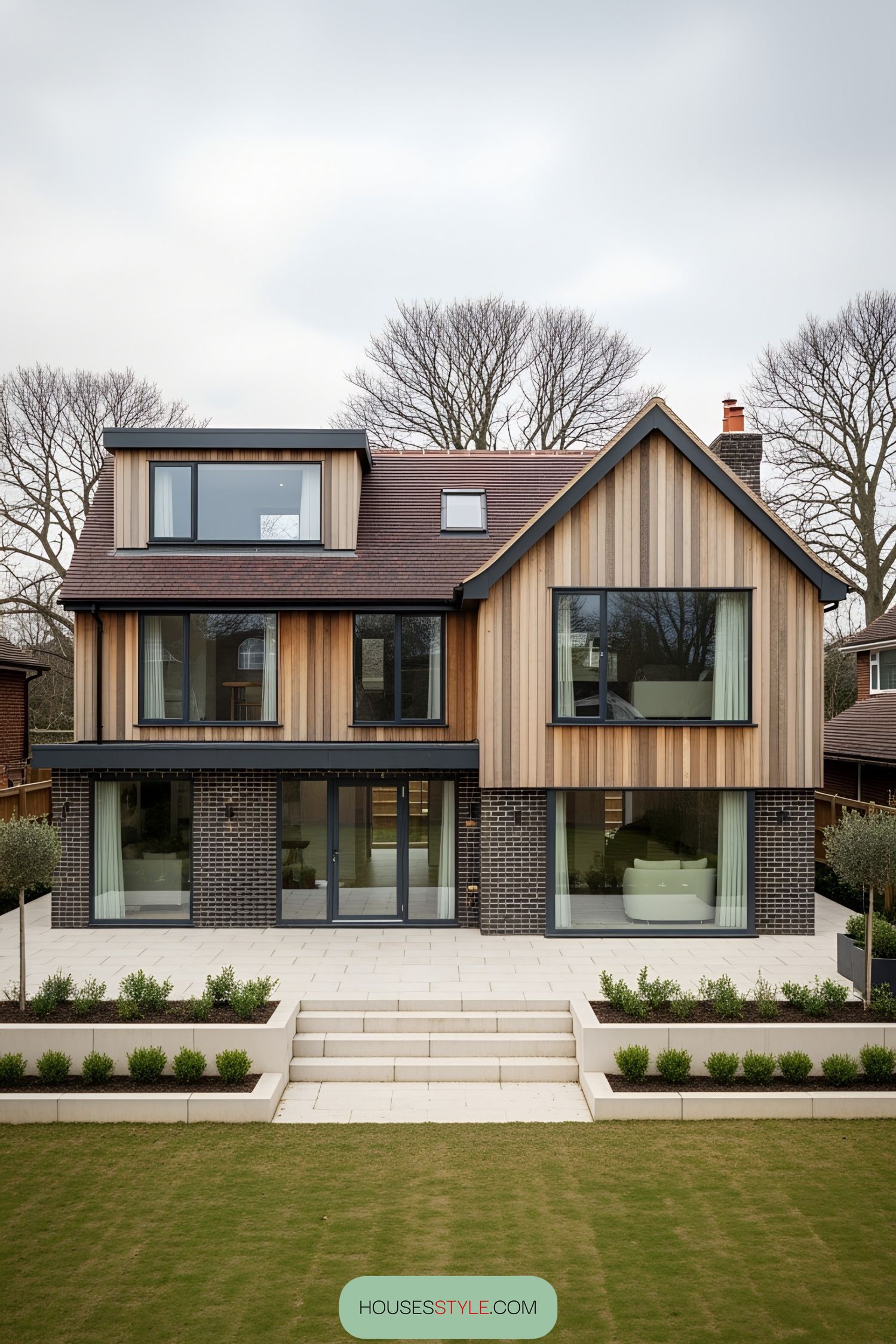 Modern chalet bungalow with mixed materials