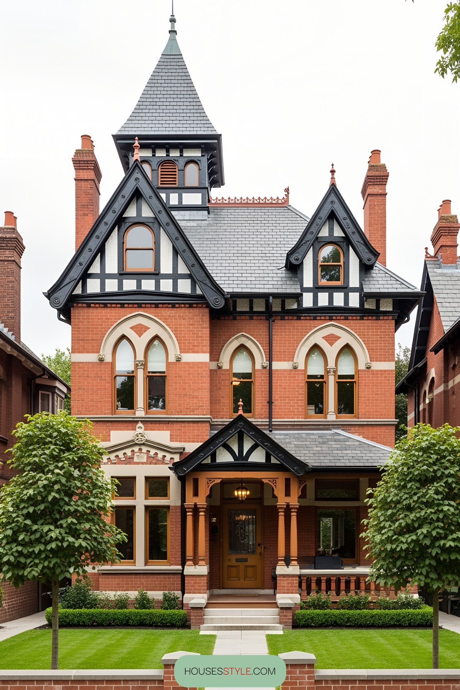 Charming Victorian villa with arched windows and intricate details