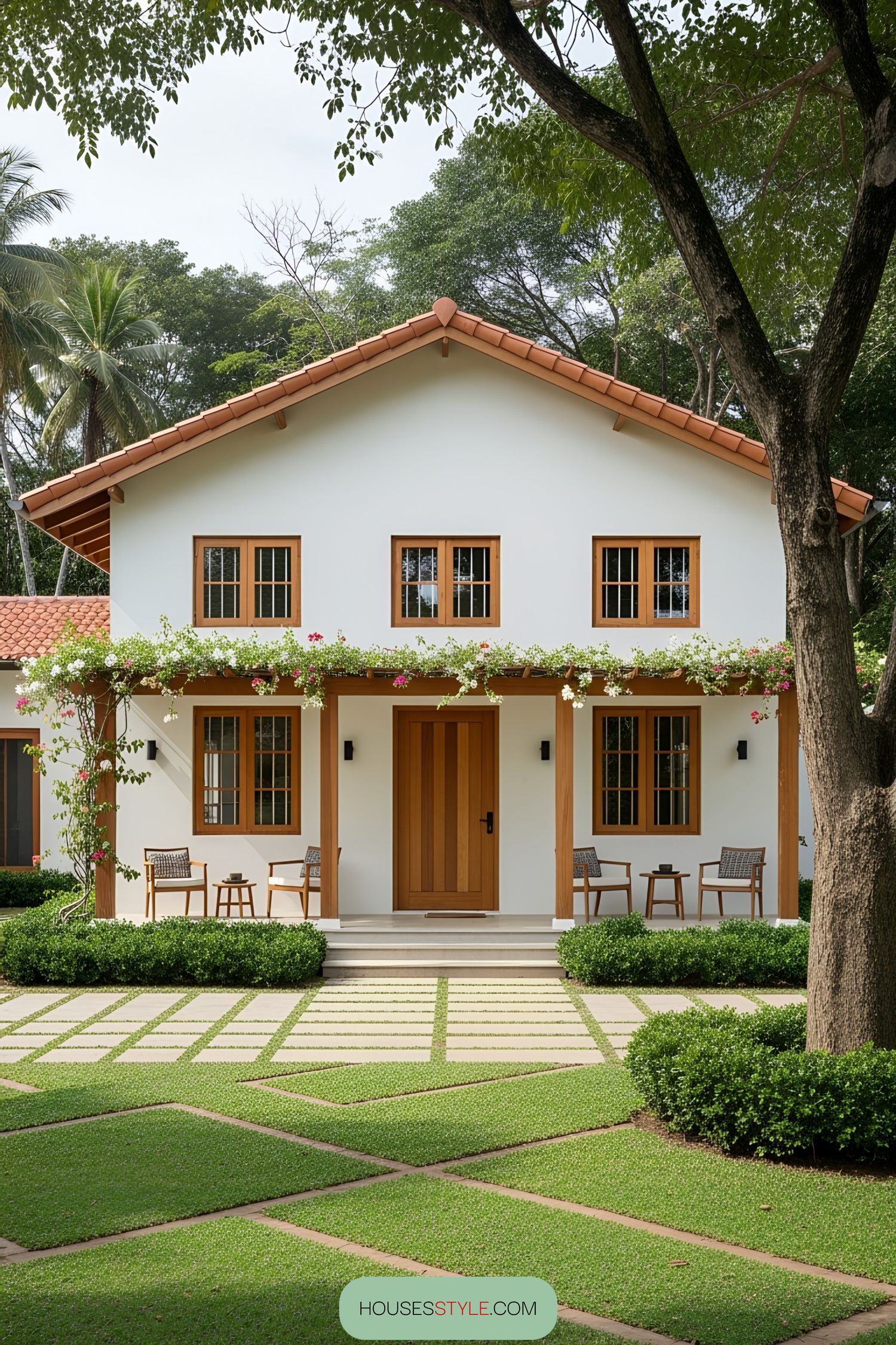 A minimalist bungalow with a welcoming porch