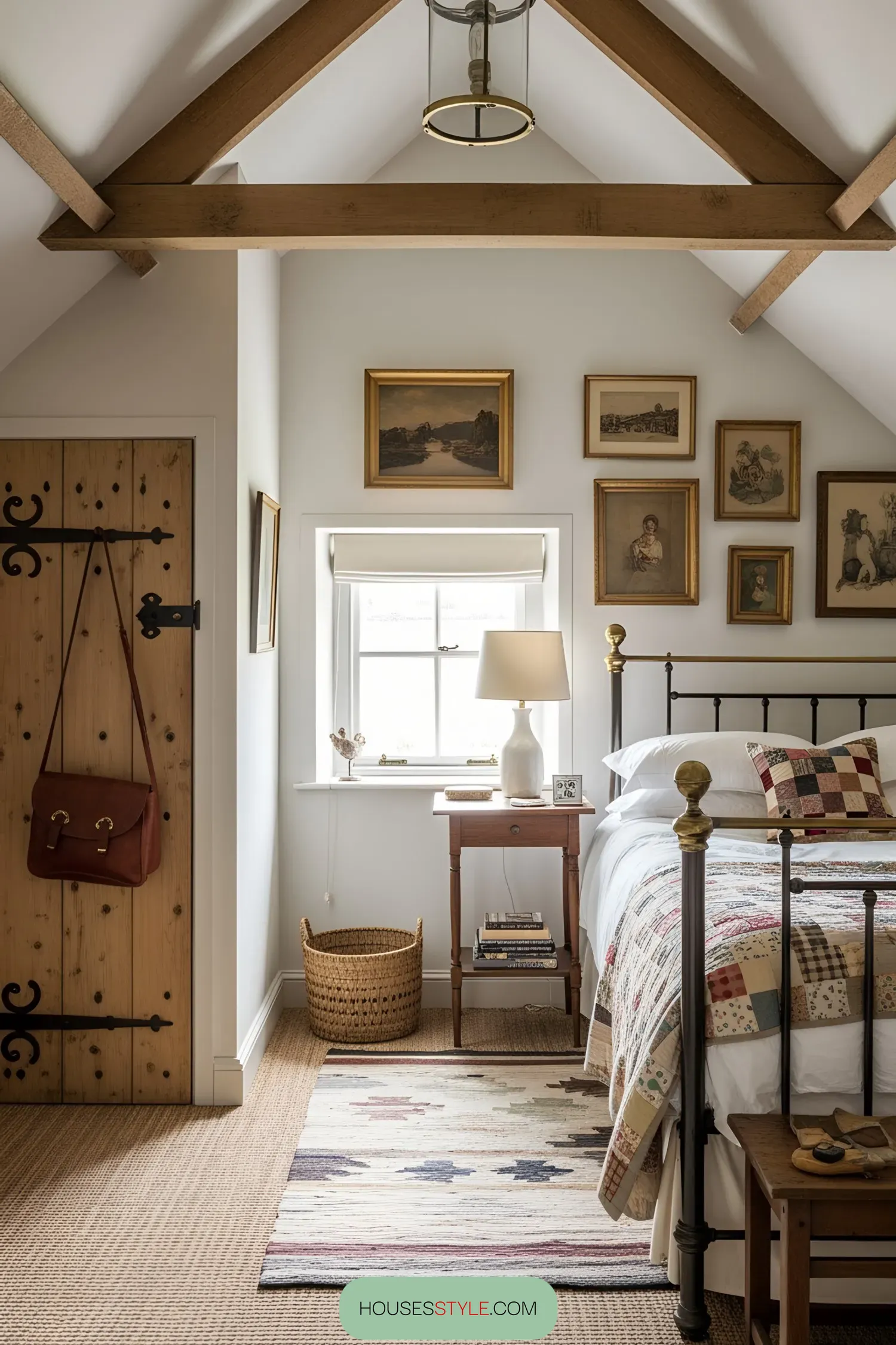 Cozy British cottage bedroom with rustic decor