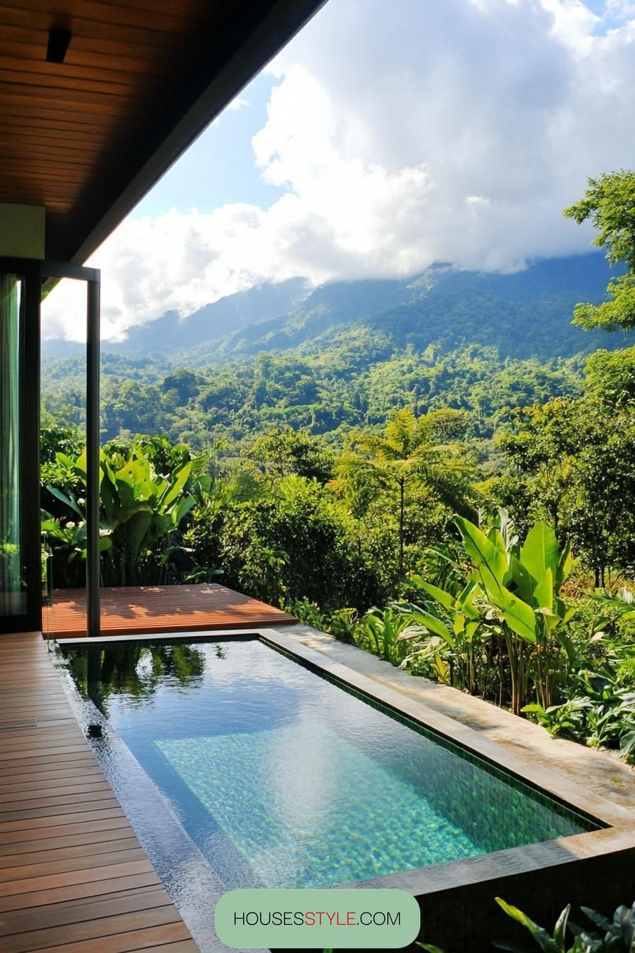 modern house small pool among lush greenery tropical mountain views 2