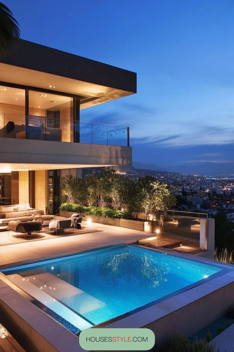 modern rooftop small plunge pool city views 1