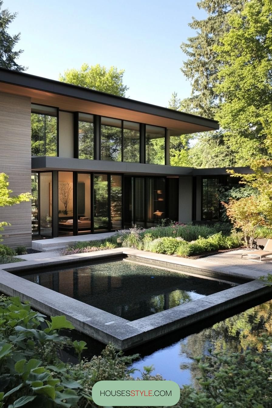 modern u shaped house with small pool and garden 3