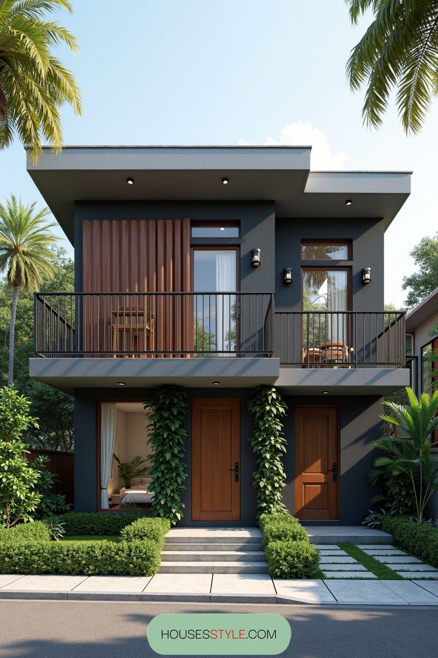 Contemporary tropical house with a lush backdrop