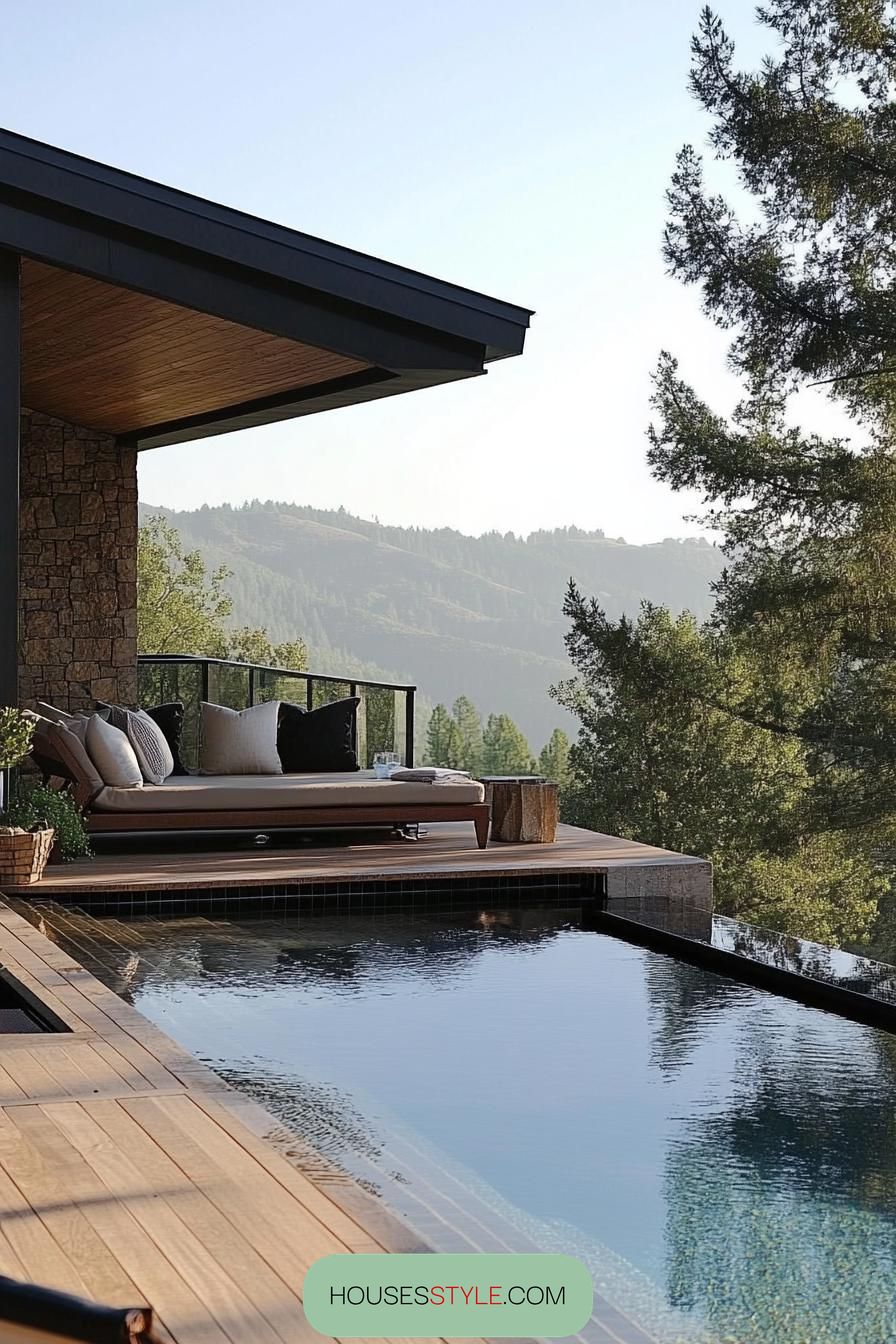 modern balcony small infinity pool mountain view 1