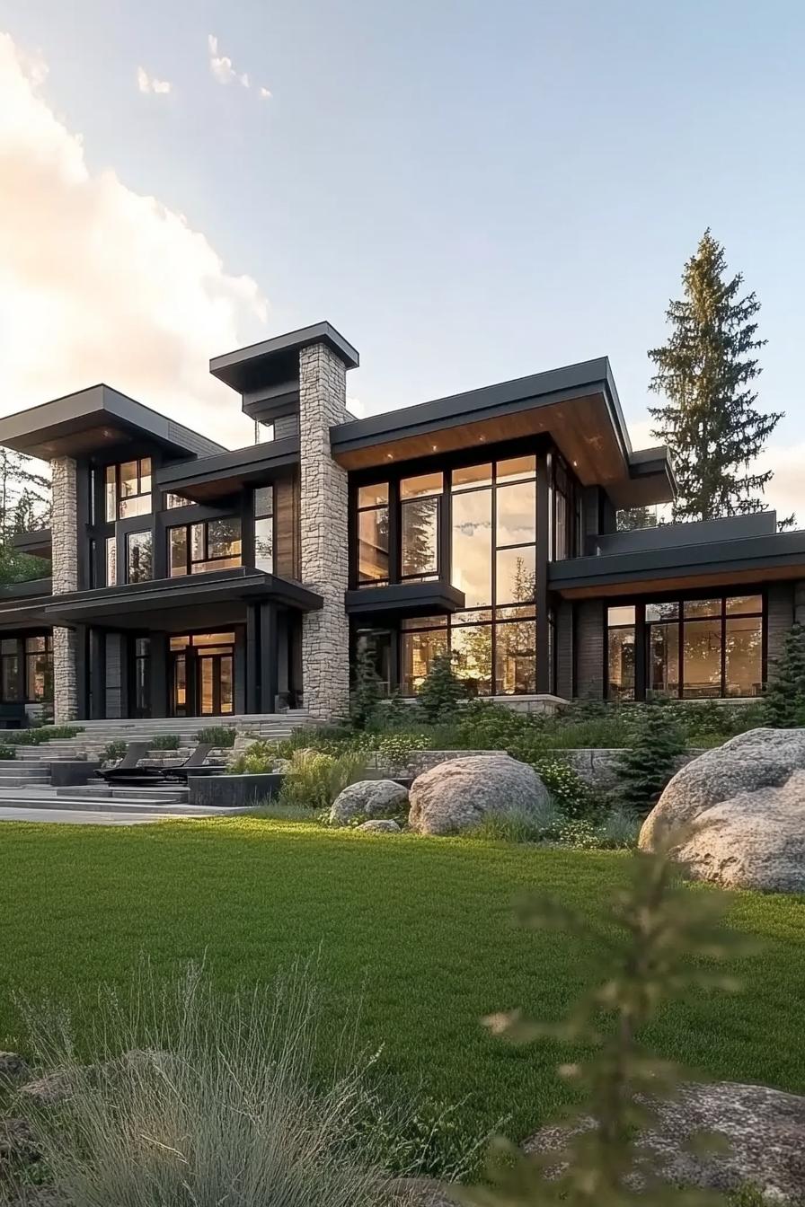 62 Modern Mansions With Jaw-Dropping Cutting-Edge Design 51 50) Stone and Glass Paradise Marvel