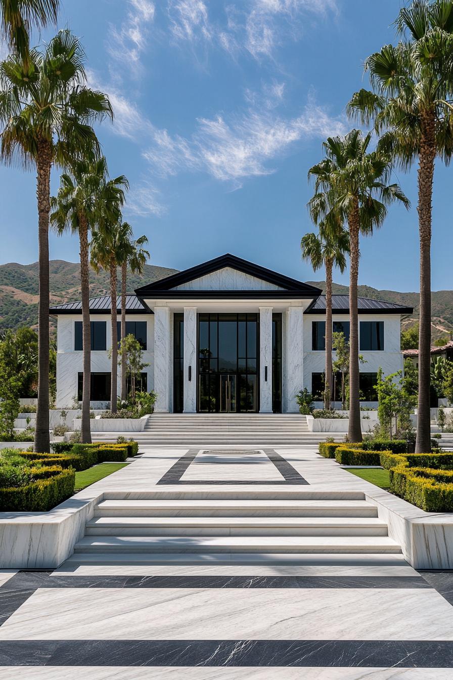 62 Modern Mansions With Jaw-Dropping Cutting-Edge Design 47 46) Grand Entrance, Palm Trees, Modern Mansion