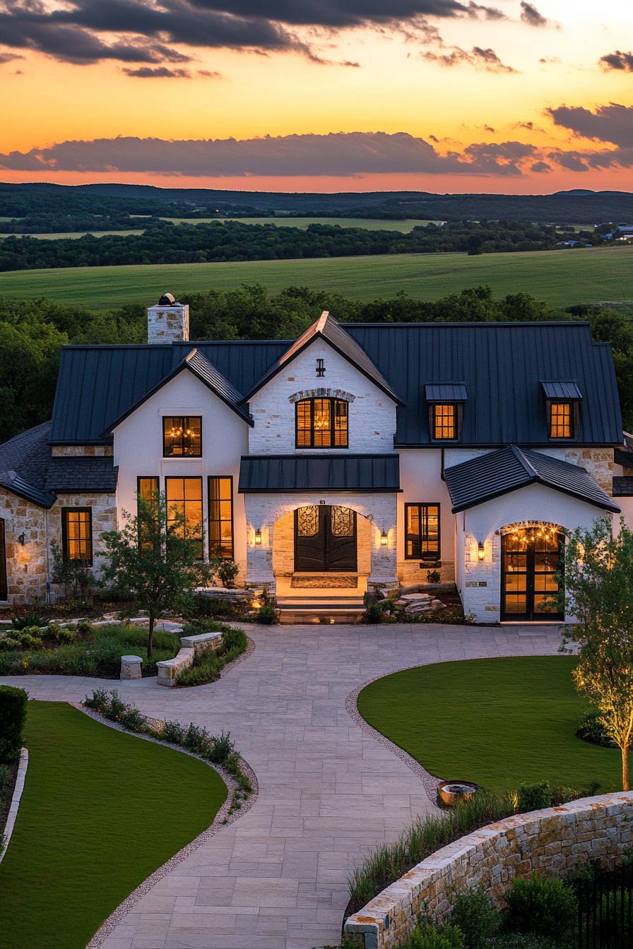 62 Modern Mansions With Jaw-Dropping Cutting-Edge Design 10 9) Sunset Symphony at a Fairy Tale Mansion