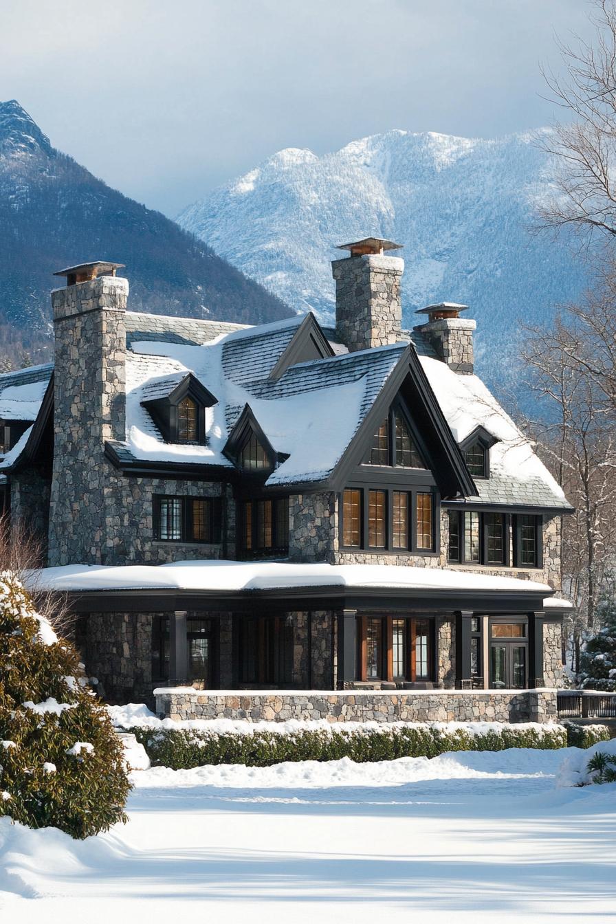 62 Modern Mansions With Jaw-Dropping Cutting-Edge Design 25 24) Stone Manor Under Snow and Peaks