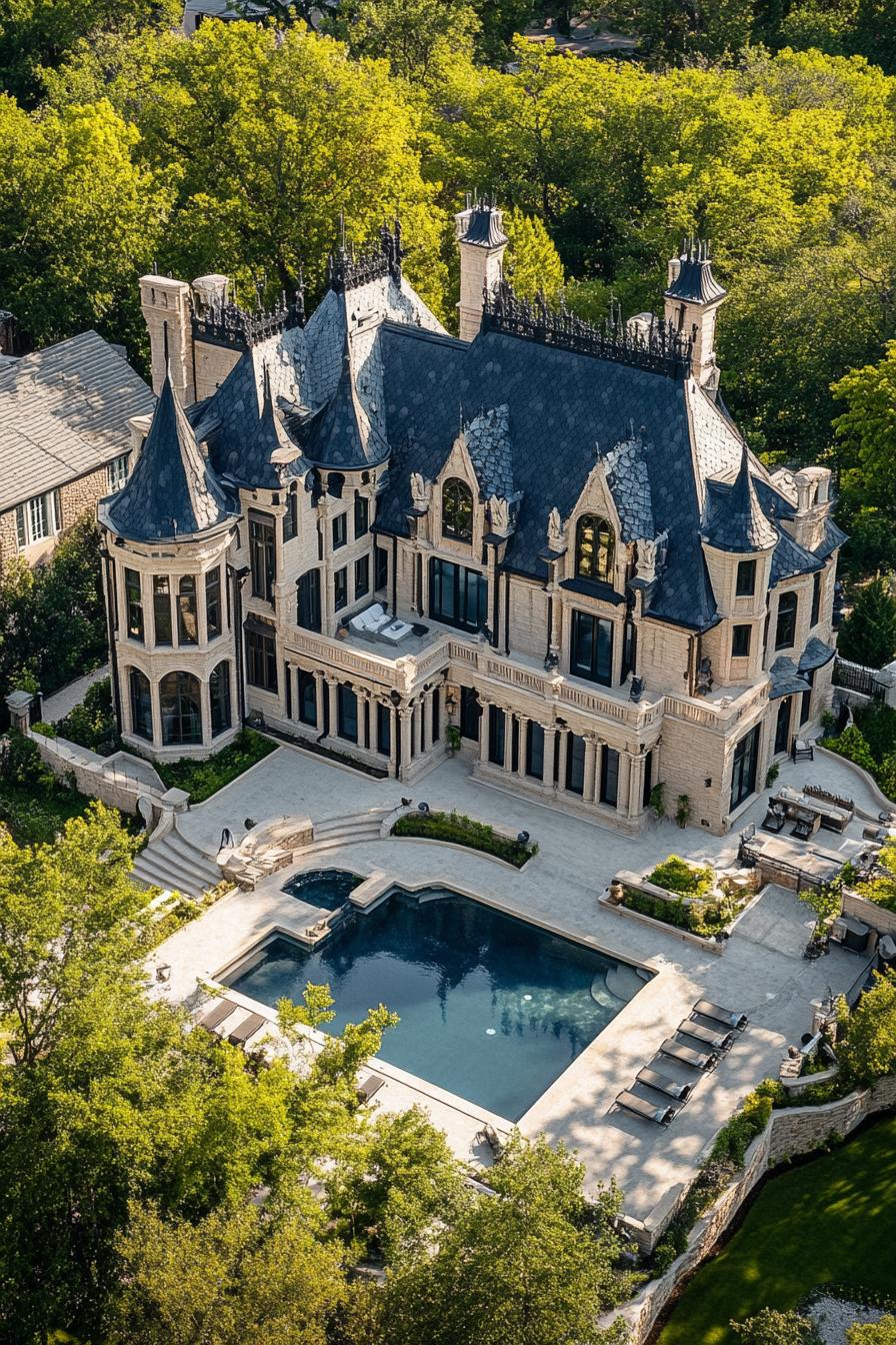 62 Modern Mansions With Jaw-Dropping Cutting-Edge Design 21 20) Castle-Inspired Mansion With a Pool