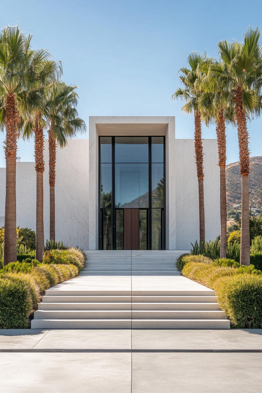 62 Modern Mansions With Jaw-Dropping Cutting-Edge Design 5 4) Minimalist Mansion With Palm Tree Flair