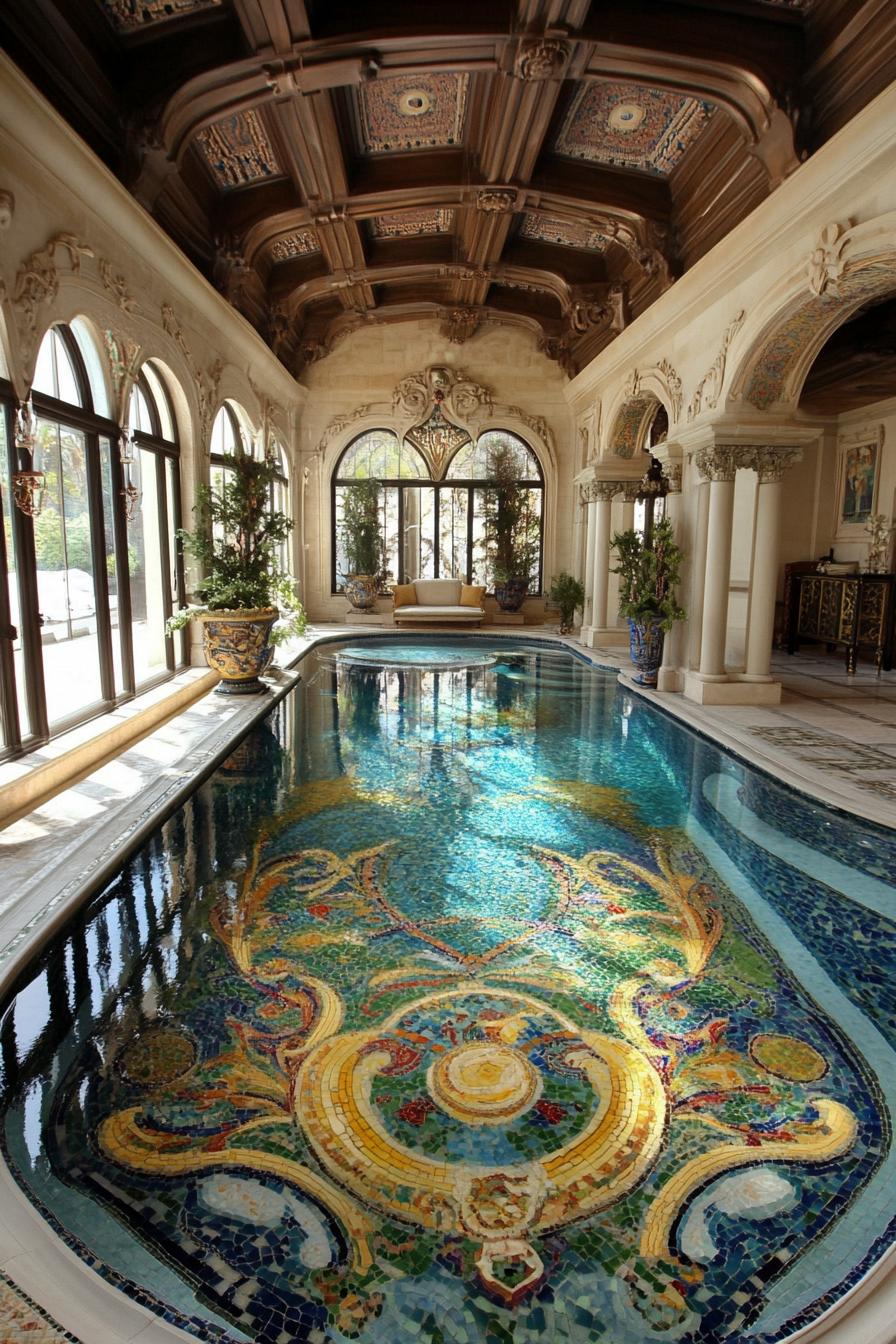70 Modern House Pool Ideas Worth Jumping Right Into 33 Pool Floor With Custom Mosaic - photo 2