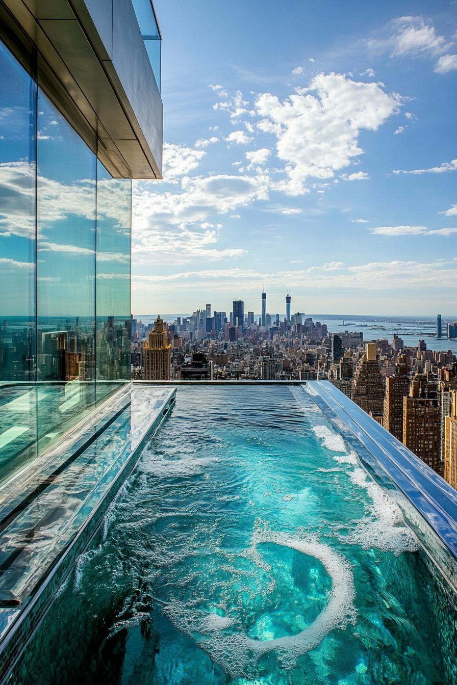 70 Modern House Pool Ideas Worth Jumping Right Into 45 Glass-walled Pool on the Roof - photo 2