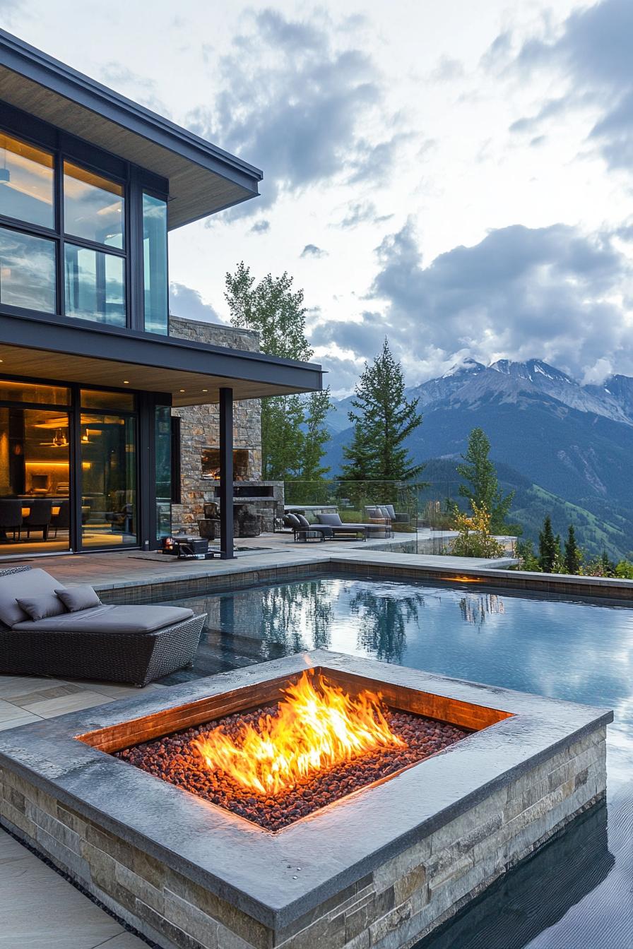 70 Modern House Pool Ideas Worth Jumping Right Into 3 Fire Pit Beside an Infinity Edge Pool - photo 2