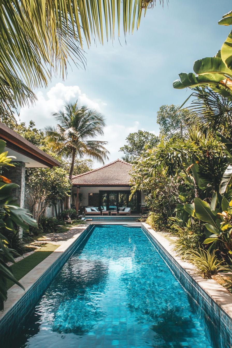 70 Modern House Pool Ideas Worth Jumping Right Into 57 Tropical Pool Wrapped in Lush Landscaping - photo 2