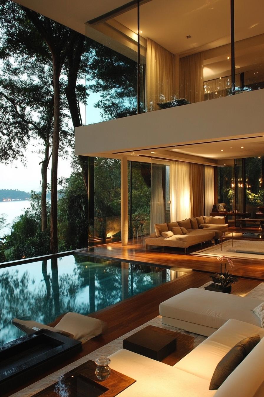 70 Modern House Pool Ideas Worth Jumping Right Into 51 Poolside Sunken Living Room - photo 4