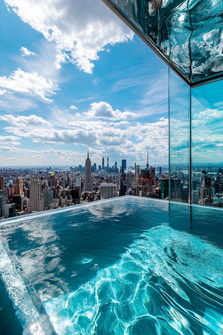 70 Modern House Pool Ideas Worth Jumping Right Into 47 Glass-walled Pool on the Roof - photo 4