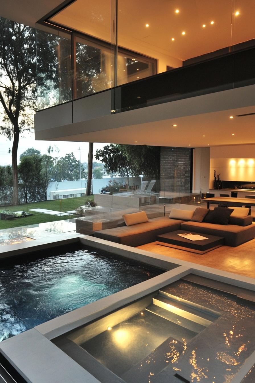 70 Modern House Pool Ideas Worth Jumping Right Into 50 Poolside Sunken Living Room - photo 3