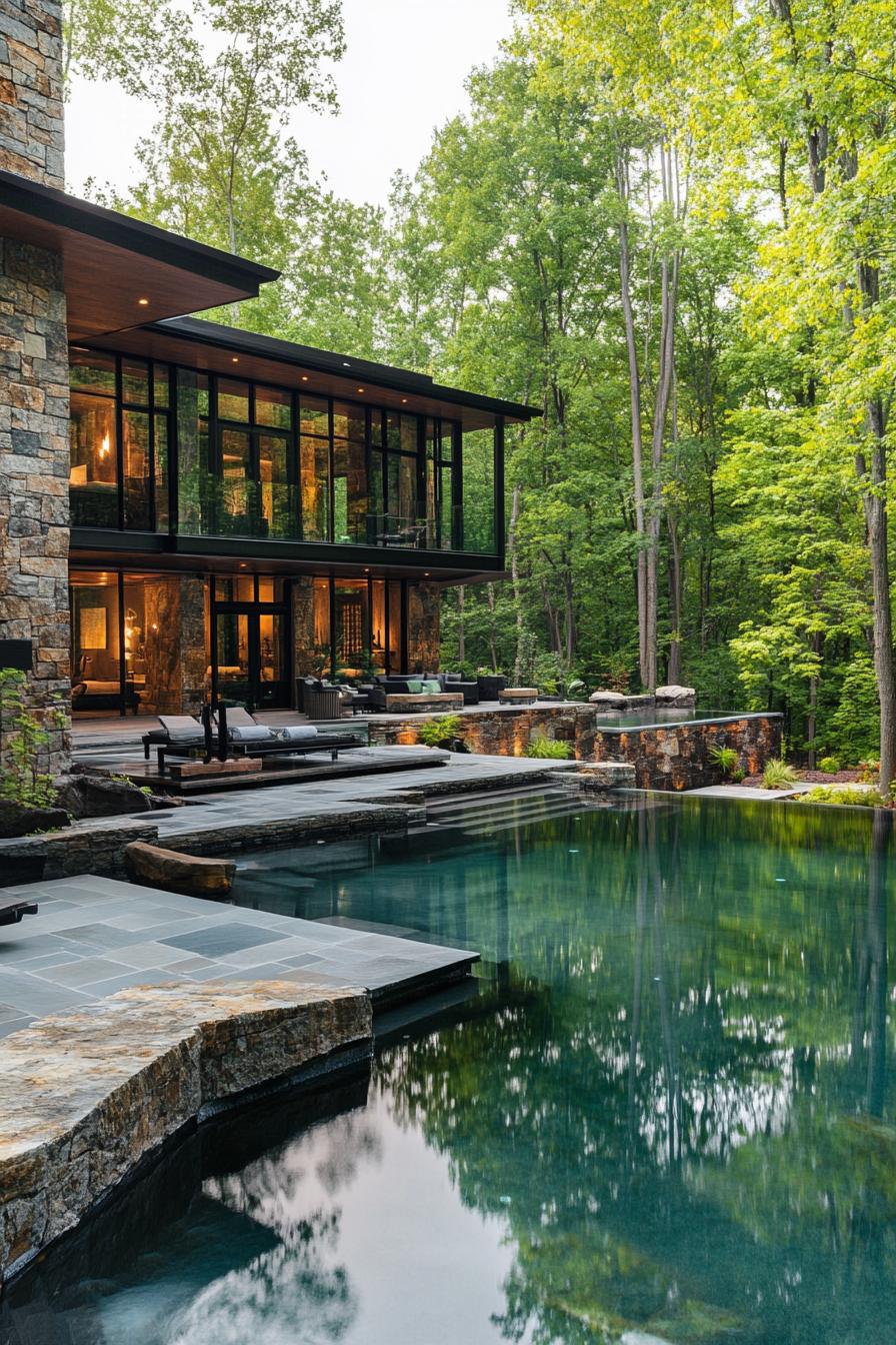 70 Modern House Pool Ideas Worth Jumping Right Into 13 Lagoon Pool in Natural Stone