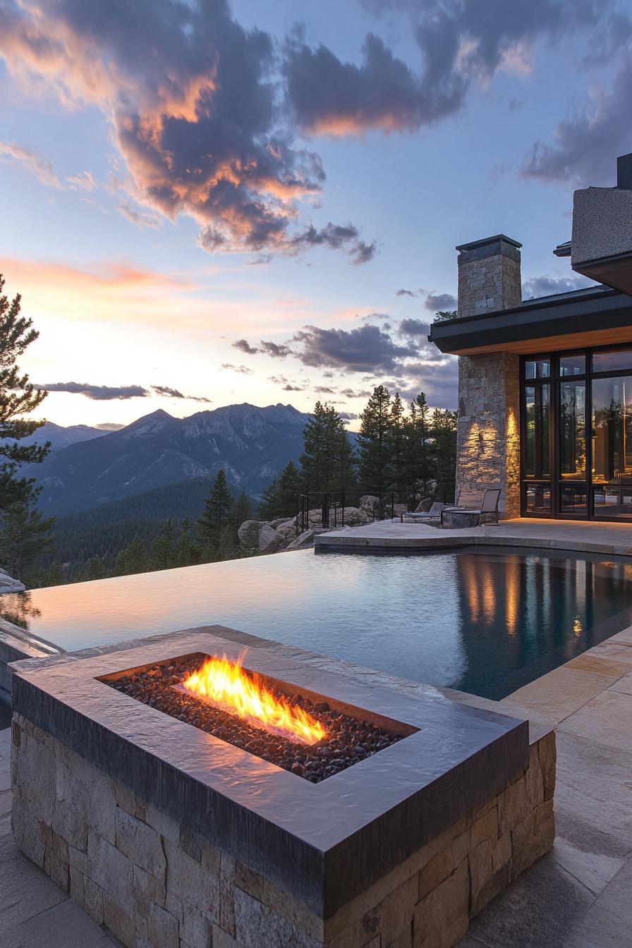 70 Modern House Pool Ideas Worth Jumping Right Into 4 Fire Pit Beside an Infinity Edge Pool - photo 3