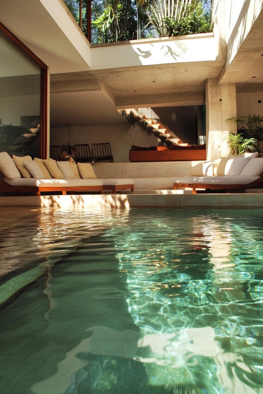 70 Modern House Pool Ideas Worth Jumping Right Into 27 Swimming Pool With Submerged Seating - photo 3