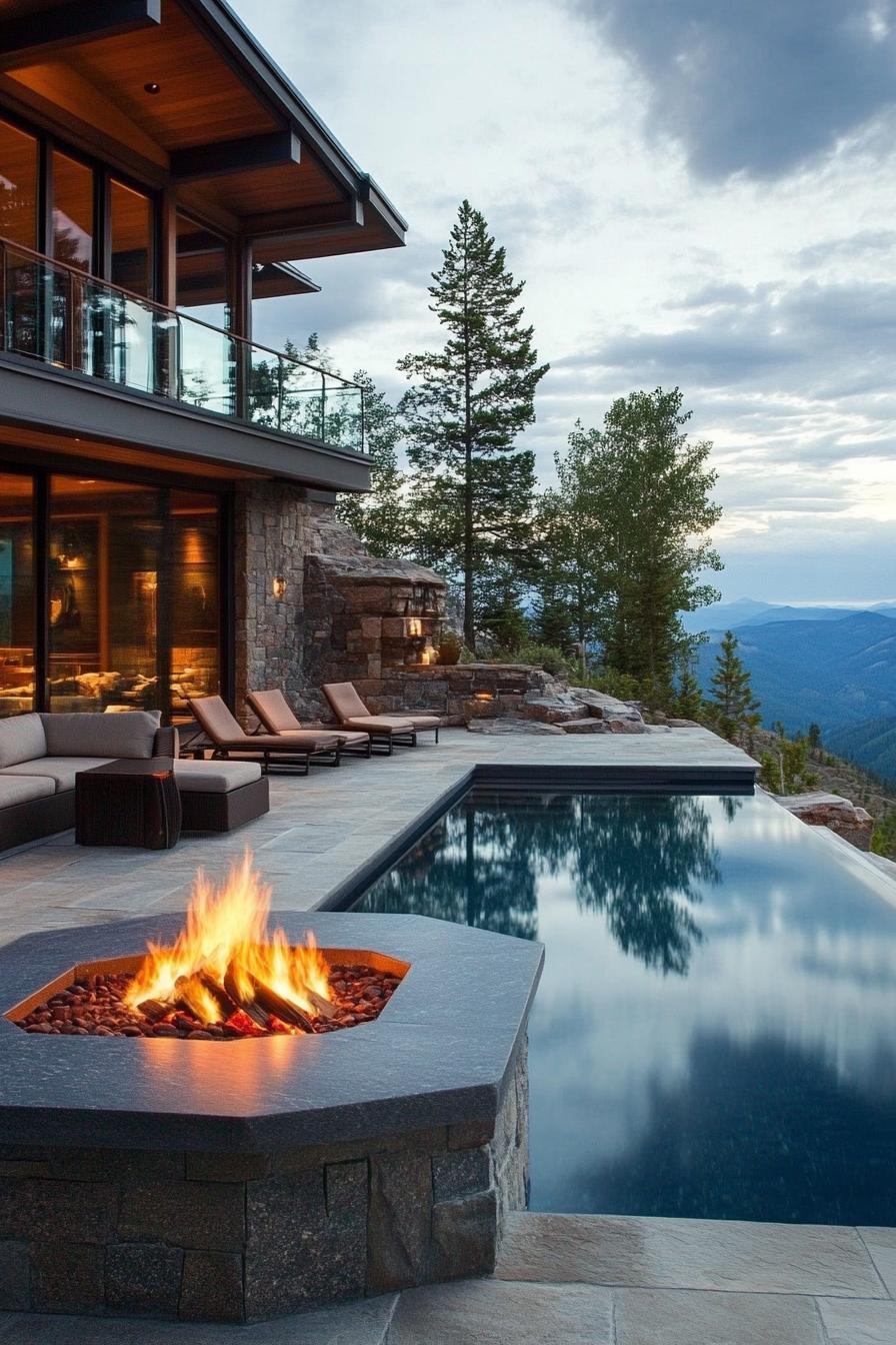 70 Modern House Pool Ideas Worth Jumping Right Into 2 Fire Pit Beside an Infinity Edge Pool