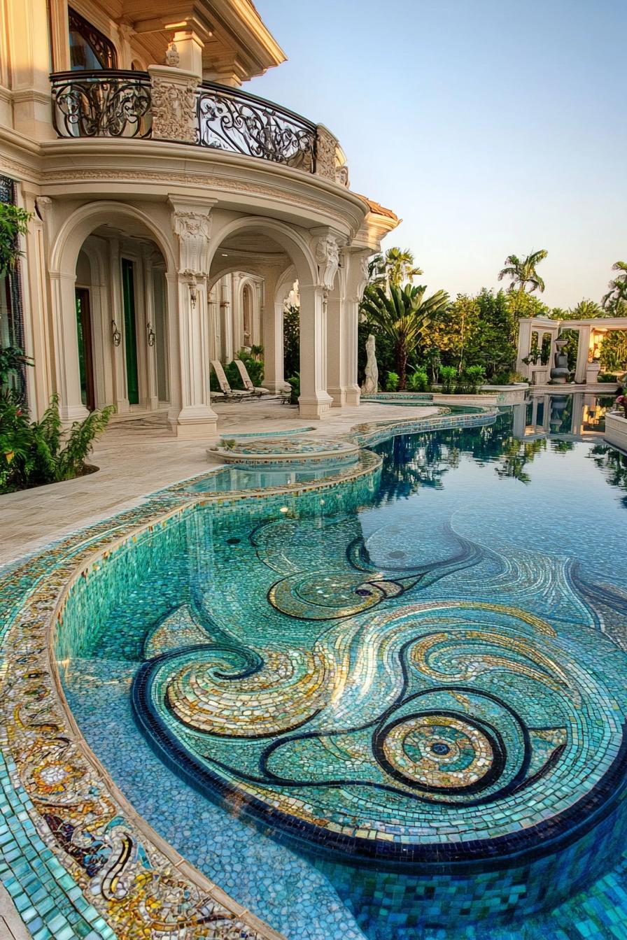 70 Modern House Pool Ideas Worth Jumping Right Into 34 Pool Floor With Custom Mosaic - photo 3