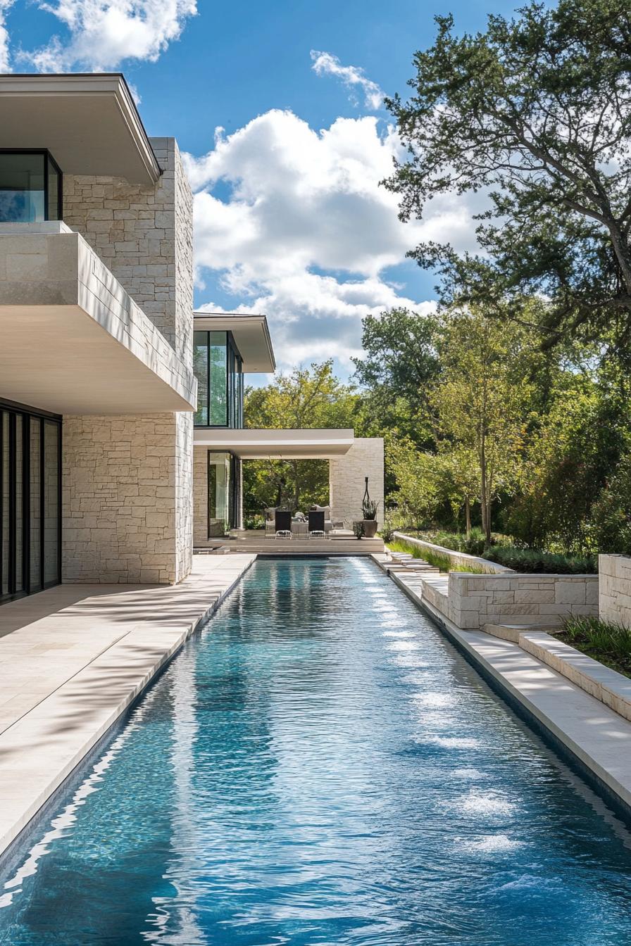 70 Modern House Pool Ideas Worth Jumping Right Into 71 Lap Pool Along the House Façade - photo 4