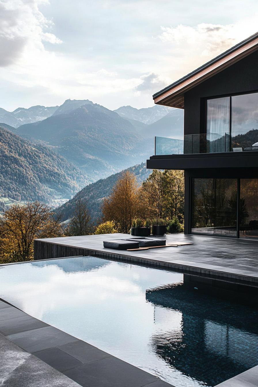 70 Modern House Pool Ideas Worth Jumping Right Into 62 Black-tiled Minimalist Pool With LED Lights - photo 3
