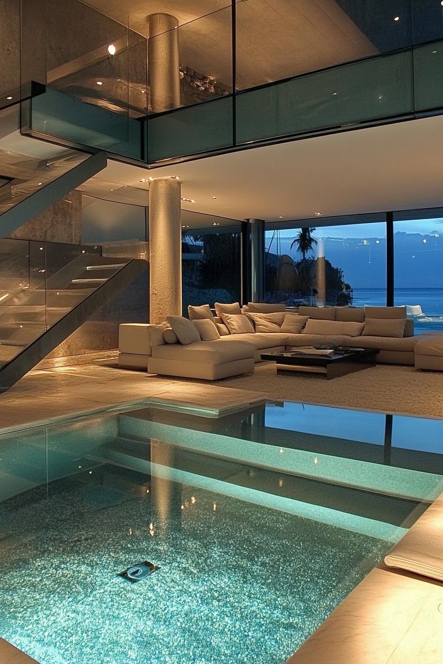 70 Modern House Pool Ideas Worth Jumping Right Into 49 Poolside Sunken Living Room - photo 2