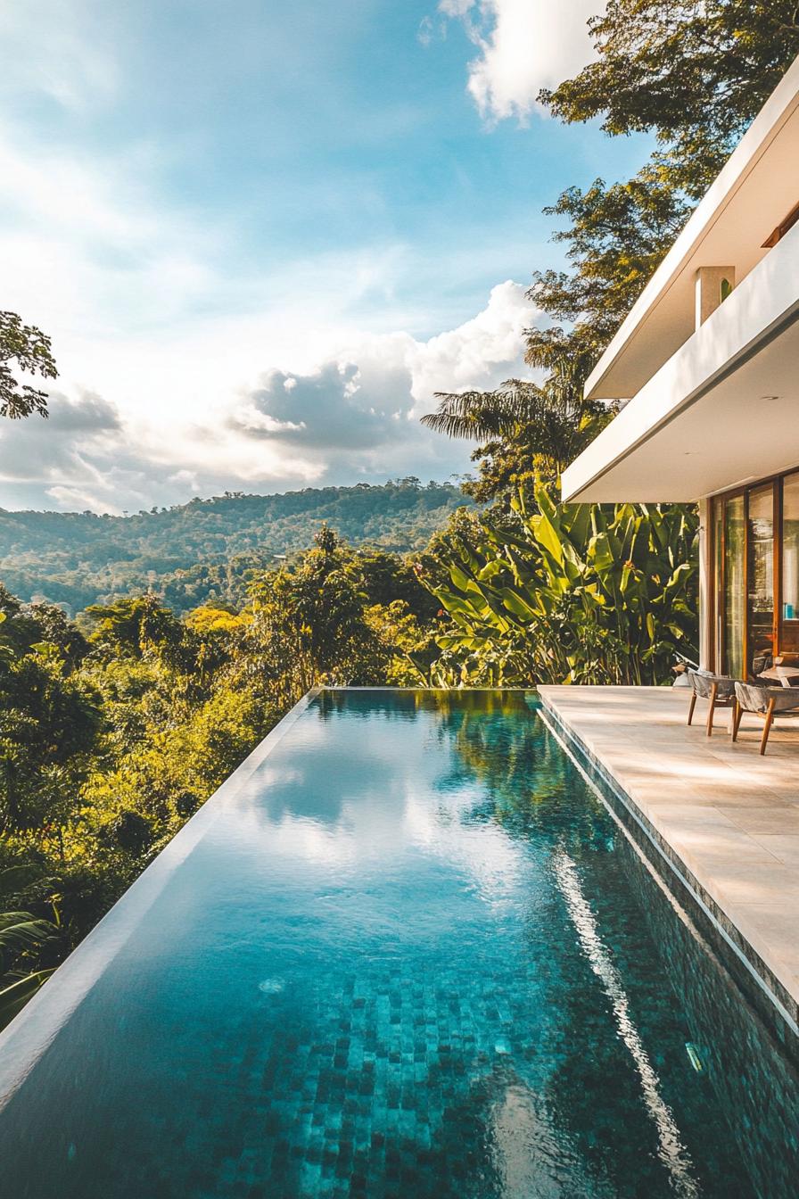 70 Modern House Pool Ideas Worth Jumping Right Into 58 Tropical Pool Wrapped in Lush Landscaping - photo 3