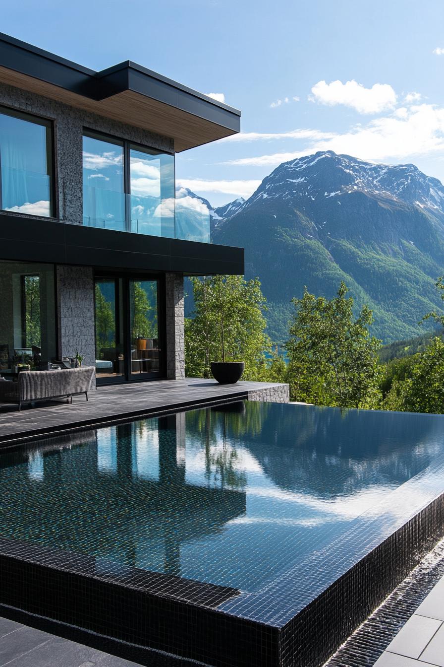 70 Modern House Pool Ideas Worth Jumping Right Into 63 Black-tiled Minimalist Pool With LED Lights - photo 4