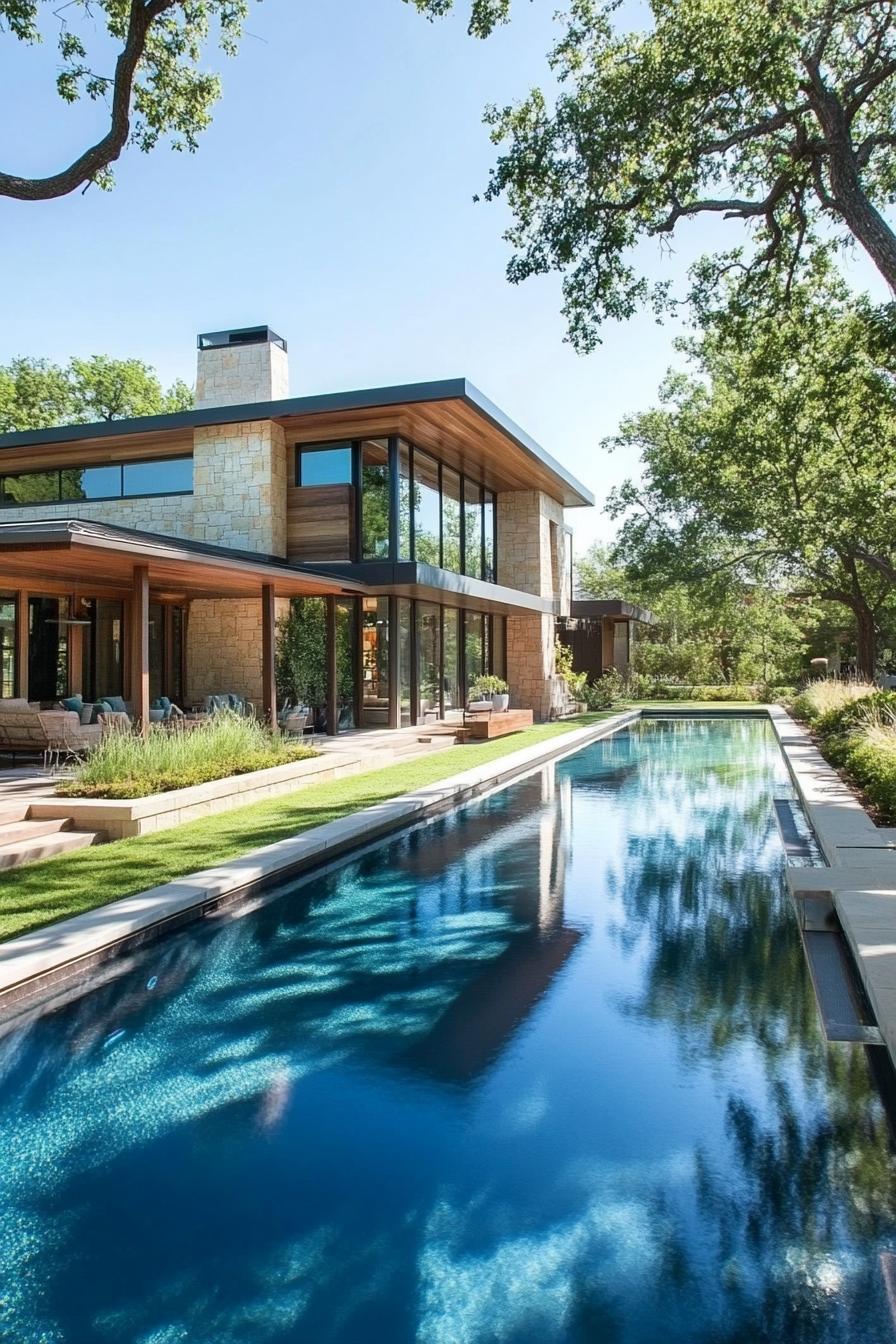 70 Modern House Pool Ideas Worth Jumping Right Into 69 Lap Pool Along the House Façade - photo 2