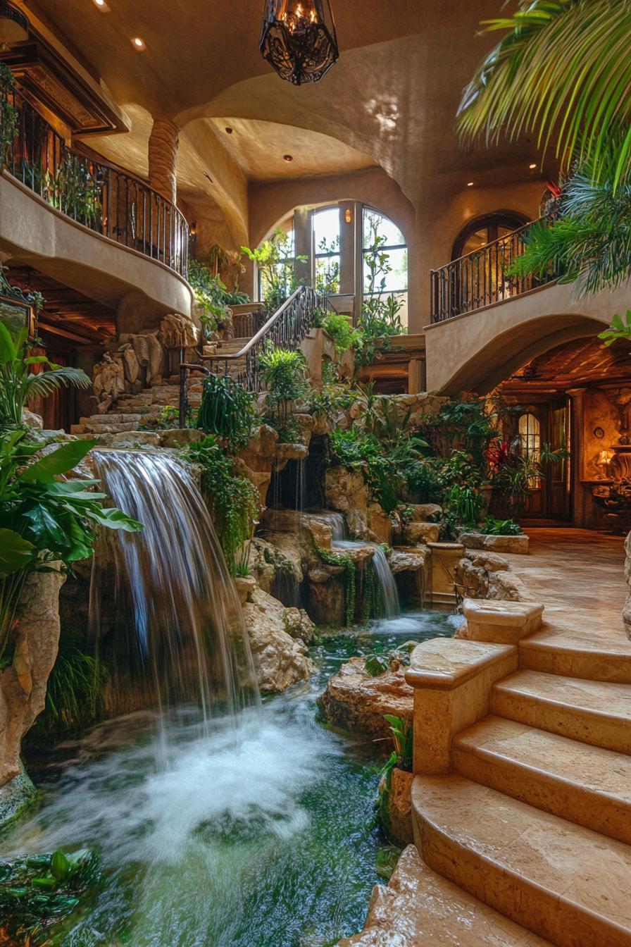 Desert Oasis Mansion With Indoor Waterfalls