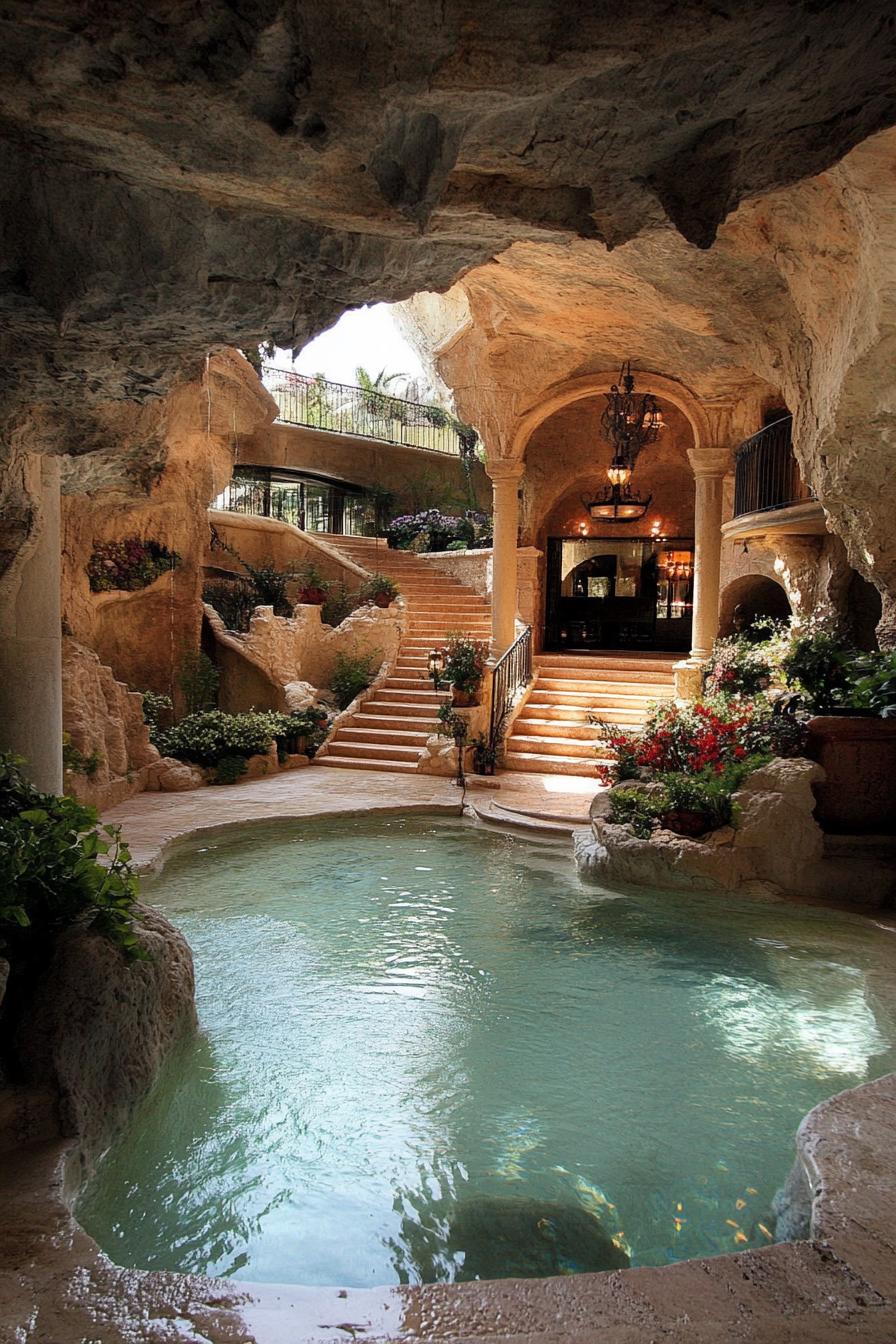 Underground Mansion With Subterranean Pool and Garden